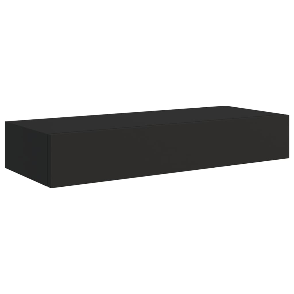 vidaXL Wandschappen 2 st met lade 60x23,5x10 cm MDF zwart