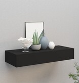 vidaXL Wandschap met lade 60x23,5x10 cm MDF zwart