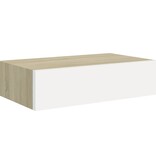 vidaXL Wandschap met lade 40x23,5x10 cm MDF eikenkleurig en wit