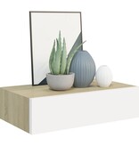 vidaXL Wandschap met lade 40x23,5x10 cm MDF eikenkleurig en wit