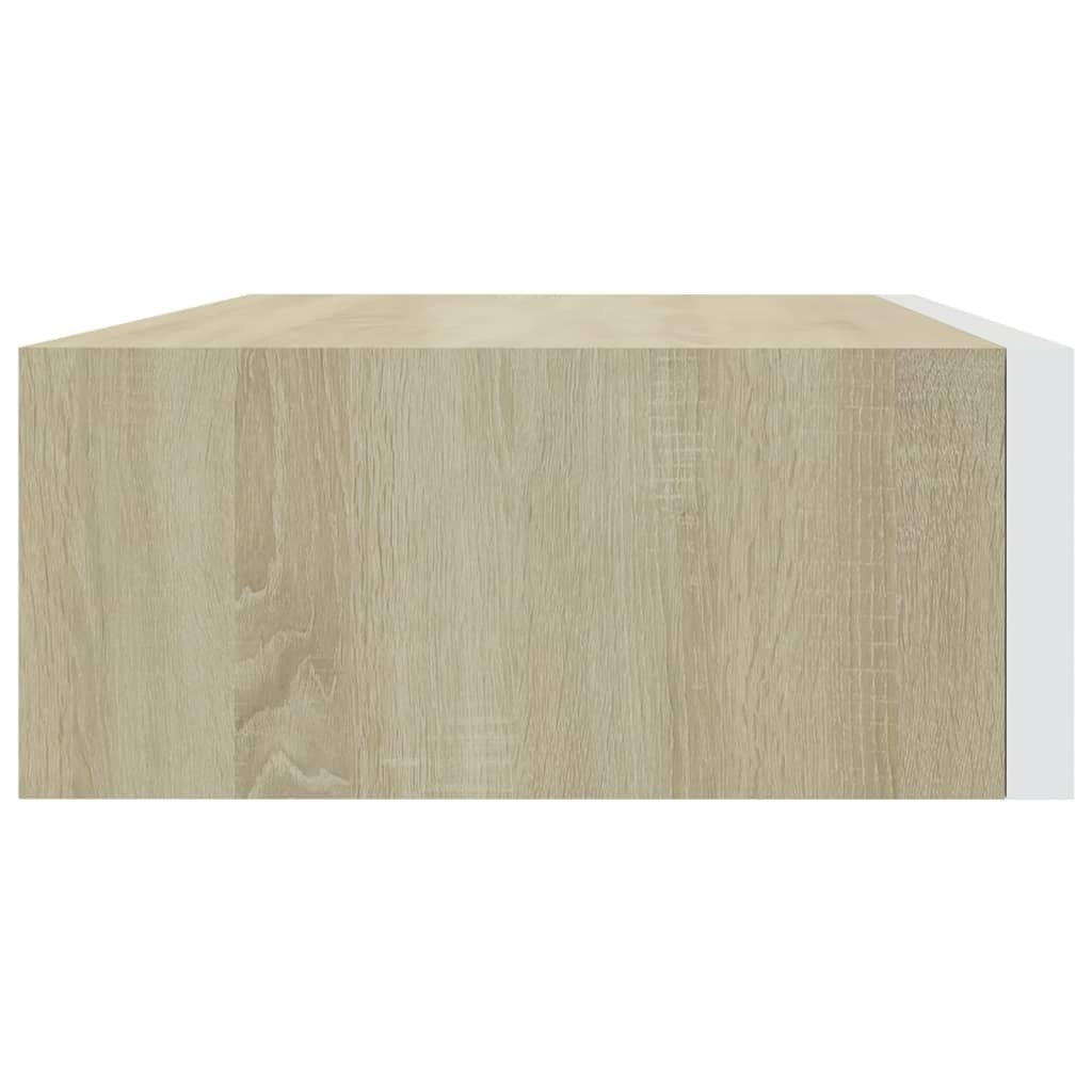 vidaXL Wandschap met lade 40x23,5x10 cm MDF eikenkleurig en wit