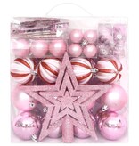 vidaXL 65-delige Kerstballenset roze/rood/wit