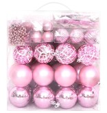 vidaXL 65-delige Kerstballenset roze/rood/wit