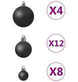 vidaXL 100-delige Kerstballenset zwart