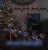 Kerstdecoratie rendieren en slee 260x21x87 cm acryl meerkleurig