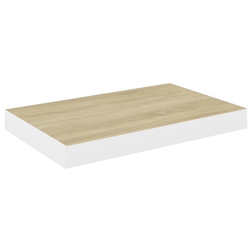 vidaXL Wandschap zwevend 40x23x3,8 cm MDF eikenkleurig en wit