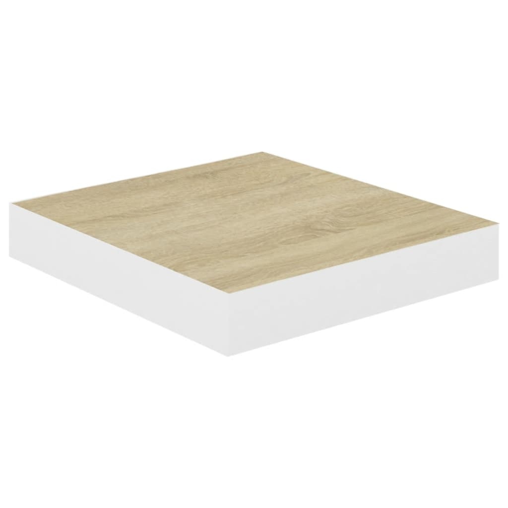 vidaXL Wandschappen zwevend 2 st 23x23,5x3,8 cm MDF eikenkleurig wit