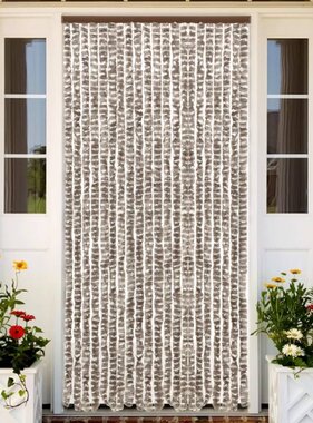 vidaXL Vliegengordijn 90x220 cm chenille taupe en wit