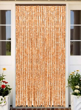 vidaXL Vliegengordijn 100x220 cm chenille oker en wit