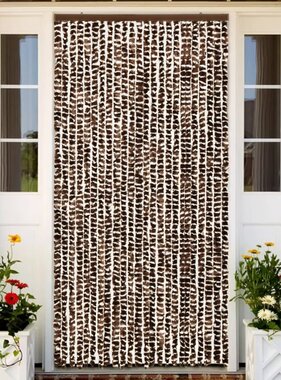 vidaXL Vliegengordijn 100x220 cm chenille bruin en wit