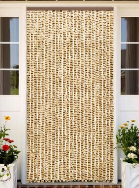 vidaXL Vliegengordijn 100x220 cm chenille beige en bruin