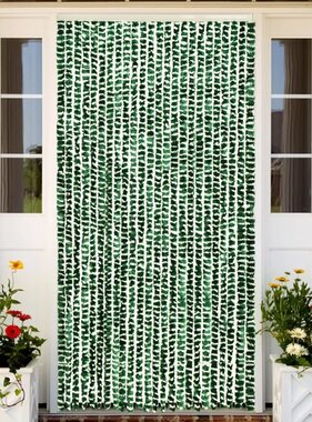 vidaXL Vliegengordijn 100x220 cm chenille groen en wit