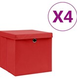 Opbergboxen met deksels 4 st 28x28x28 cm rood