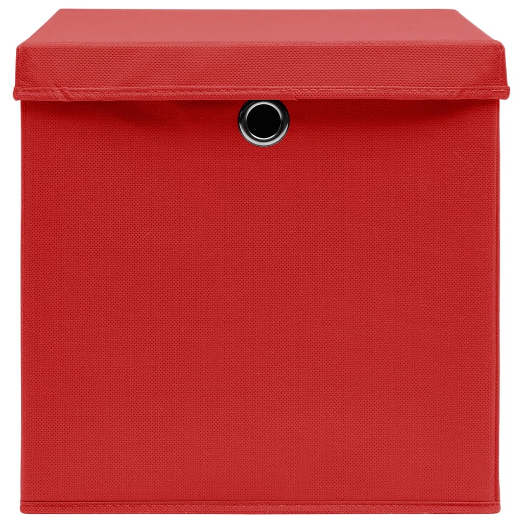 Opbergboxen met deksels 4 st 28x28x28 cm rood