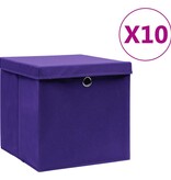 vidaXL Opbergboxen met deksels 10 st 28x28x28 cm paars