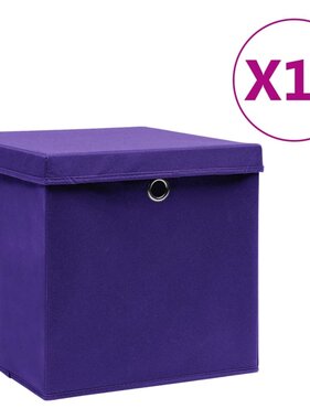 vidaXL Opbergboxen met deksels 10 st 28x28x28 cm paars