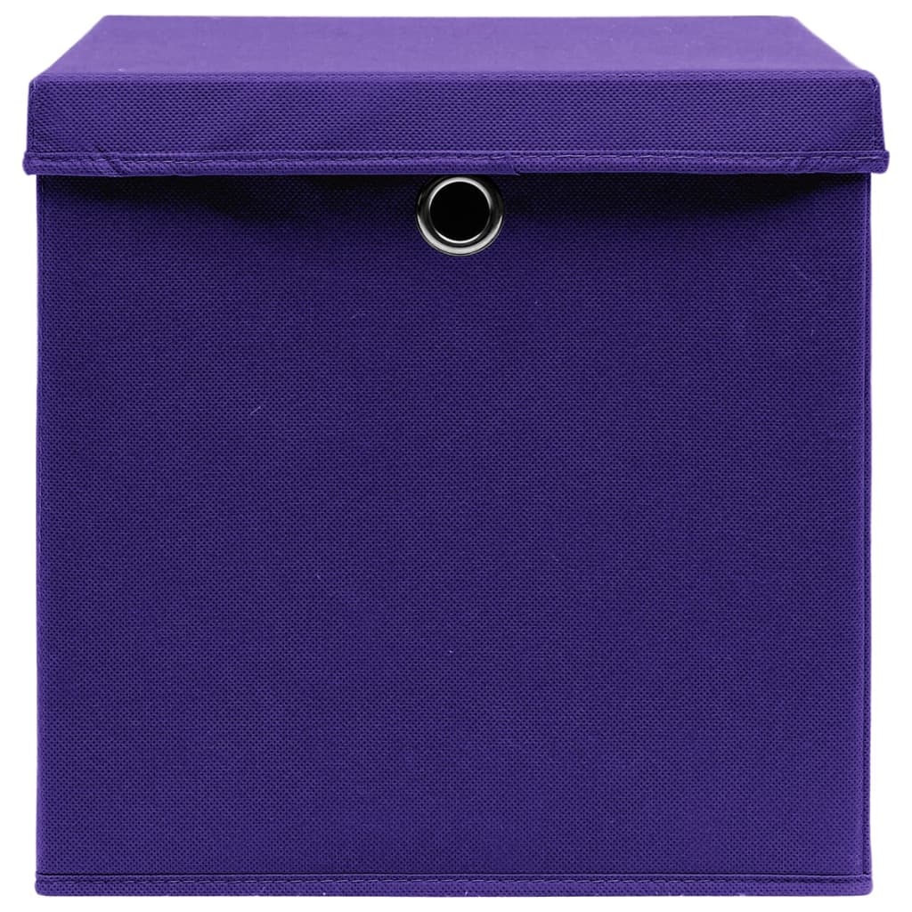 vidaXL Opbergboxen met deksels 10 st 28x28x28 cm paars