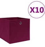 vidaXL Opbergboxen 10 st 28x28x28 cm nonwoven stof donkerrood