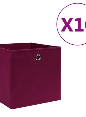 vidaXL Opbergboxen 10 st 28x28x28 cm nonwoven stof donkerrood