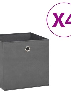 vidaXL Opbergboxen 4 st 28x28x28 cm nonwoven stof grijs