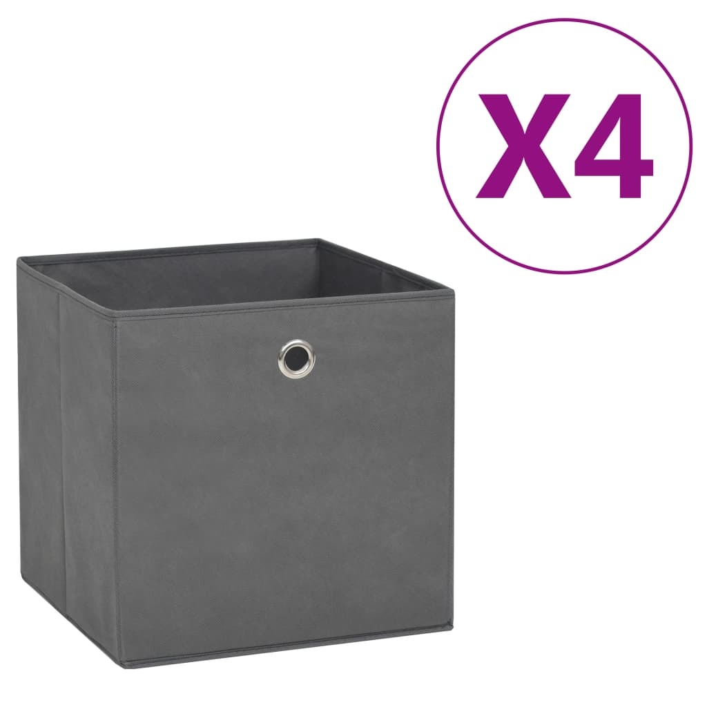 vidaXL Opbergboxen 4 st 28x28x28 cm nonwoven stof grijs