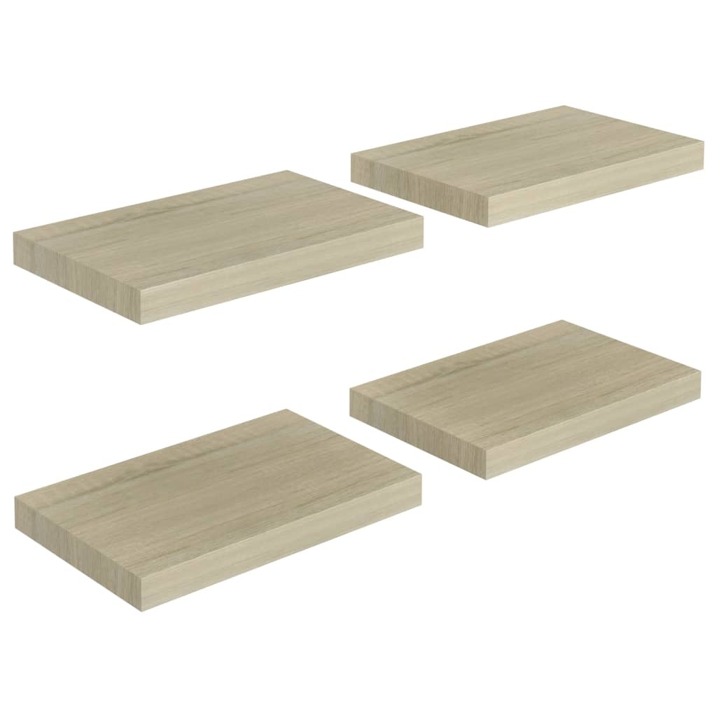 vidaXL Wandschappen zwevend 4 st 40x23x3,8 cm MDF eikenkleurig