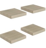 vidaXL Wandschappen zwevend 4 st 23x23,5x3,8 cm MDF eikenkleurig