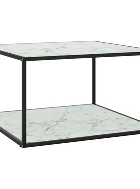 vidaXL Salontafel met wit marmerglas 90x90x50 cm zwart