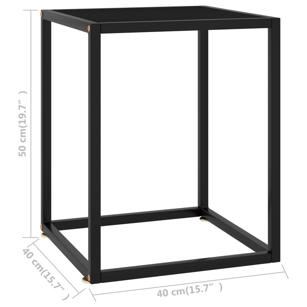 vidaXL Salontafel met zwart glas 40x40x50 cm zwart