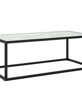 vidaXL Salontafel met wit marmerglas 100x50x35 cm zwart