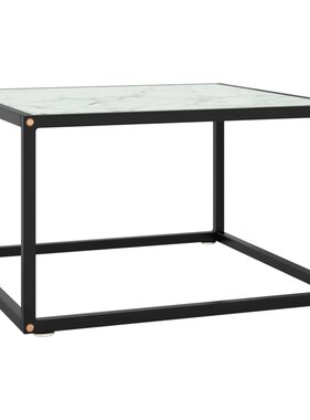 vidaXL Salontafel met wit marmerglas 60x60x35 cm zwart