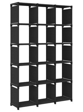 vidaXL Kast met 15 vakken 103x30x175,5 cm stof zwart