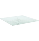 vidaXL Tafelblad marmerontwerp 6 mm 70x70 cm gehard glas wit