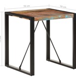 vidaXL Eettafel 70x70x75 cm massief gerecycled hout