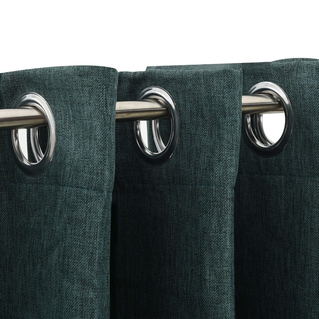 Gordijn linnen-look verduisterend met ogen 290x245 cm groen