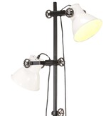 vidaXL Vloerlamp met 2 lampenkappen E27 gietijzer wit