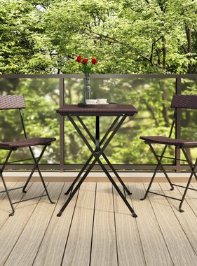 vidaXL Bistrostoelen 2 st inklapbaar poly rattan en staal bruin