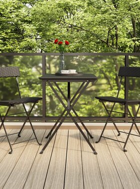 vidaXL Bistrostoelen inklapbaar 2 st poly rattan en staal zwart