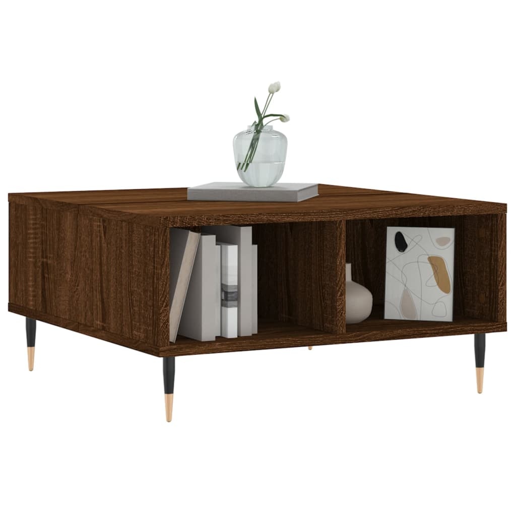 VidaXL Salontafel 60x60x30 cm bewerkt hout bruineiken