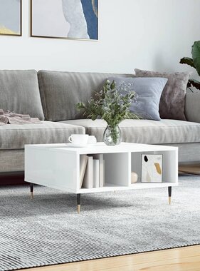 VidaXL Salontafel 60x60x30 cm bewerkt hout hoogglans wit