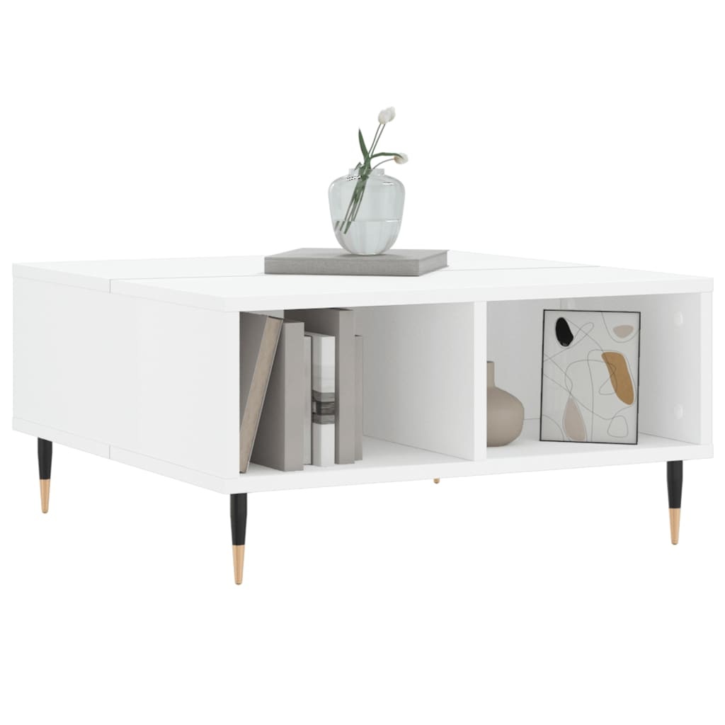 VidaXL Salontafel 60x60x30 cm bewerkt hout hoogglans wit