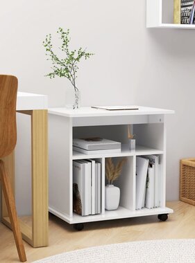 VidaXL Kast verrijdbaar 60x45x60 cm spaanplaat hoogglans wit