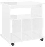 VidaXL Kast verrijdbaar 60x45x60 cm spaanplaat hoogglans wit