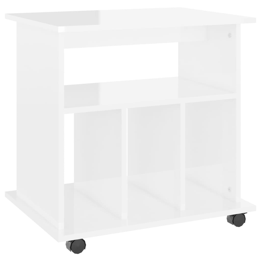 VidaXL Kast verrijdbaar 60x45x60 cm spaanplaat hoogglans wit