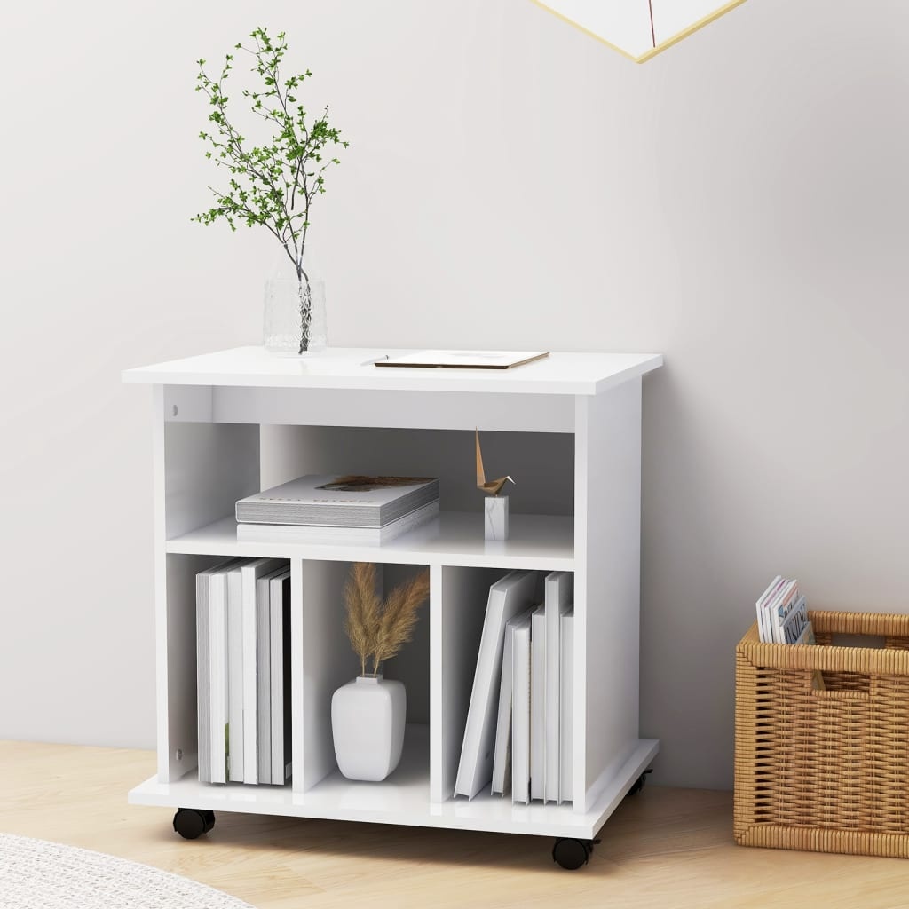VidaXL Kast verrijdbaar 60x45x60 cm spaanplaat hoogglans wit