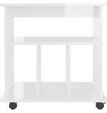 VidaXL Kast verrijdbaar 60x45x60 cm spaanplaat hoogglans wit
