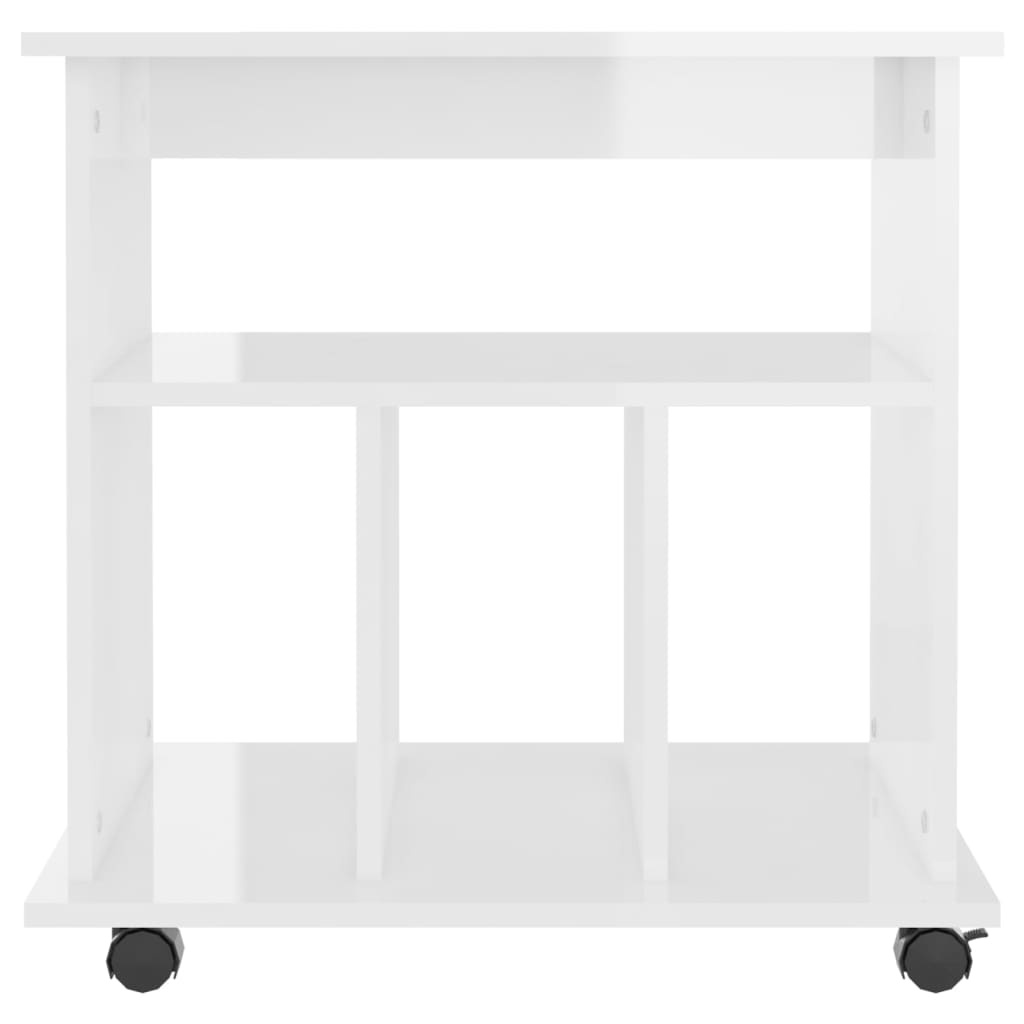 VidaXL Kast verrijdbaar 60x45x60 cm spaanplaat hoogglans wit