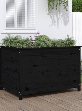 VidaXL Plantenbak verhoogd 119,5x82,5x78 cm massief grenenhout zwart