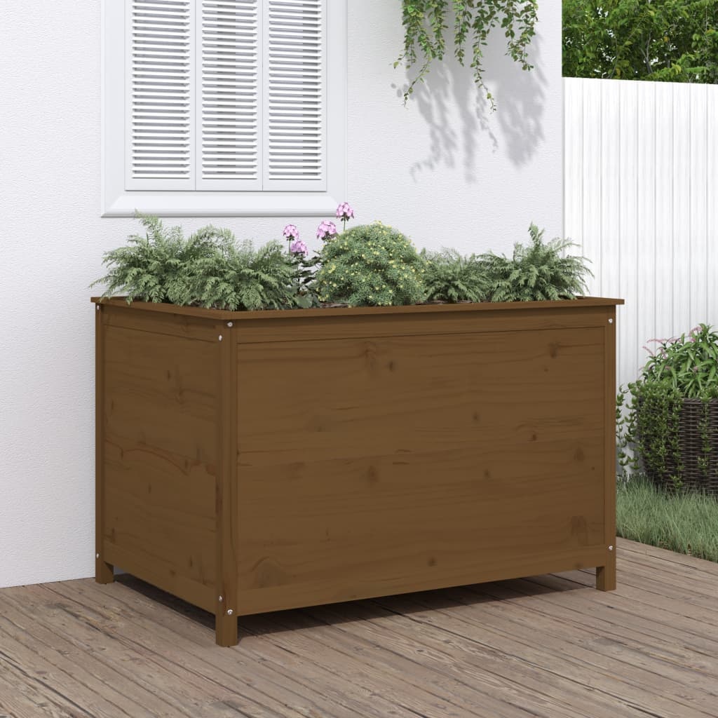 VidaXL Plantenbak verhoogd 119,5x82,5x78 cm massief grenen honingbruin