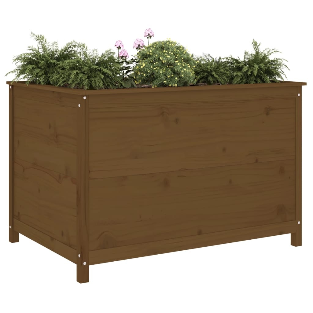 VidaXL Plantenbak verhoogd 119,5x82,5x78 cm massief grenen honingbruin